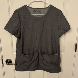 FIGS Rama Crew Scrub Top in Graphite Gray